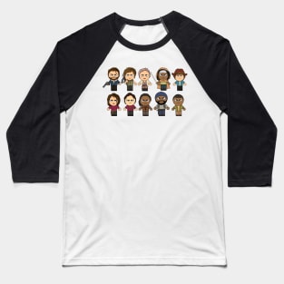 Miniature Chibi Manga Zombie Killers - The Walking Dead Baseball T-Shirt